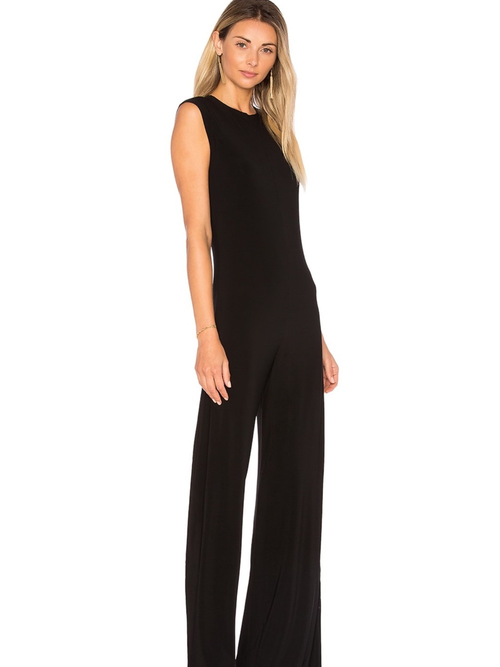 Norma Kamali Black Sleeveless Wide-Leg Jumpsuit